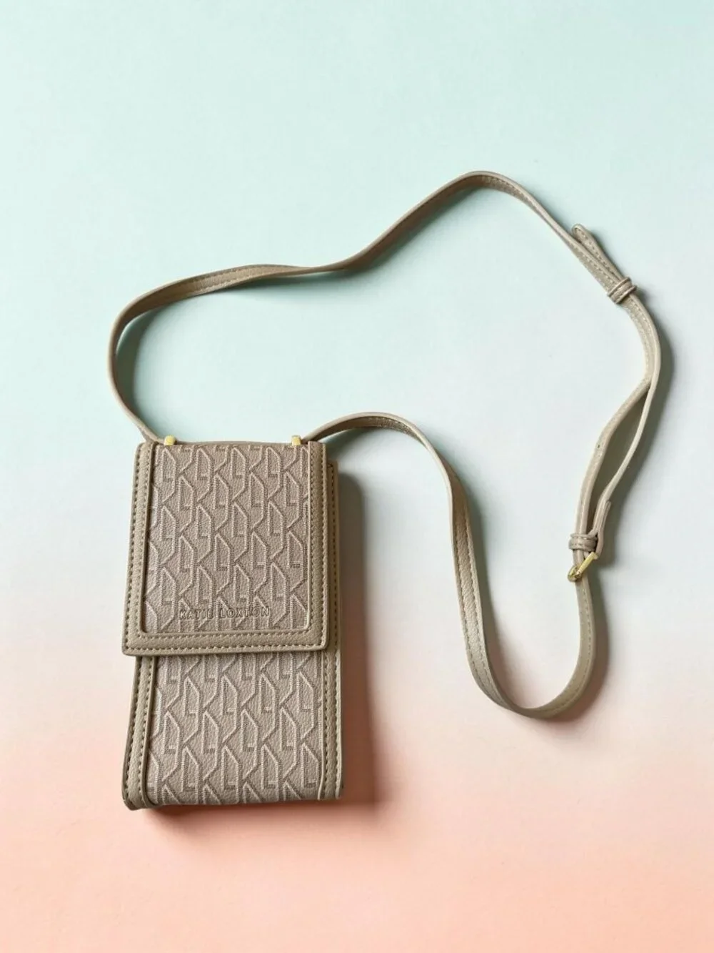KATIE LOXTON Beige Logo Phone Crossbody Bag